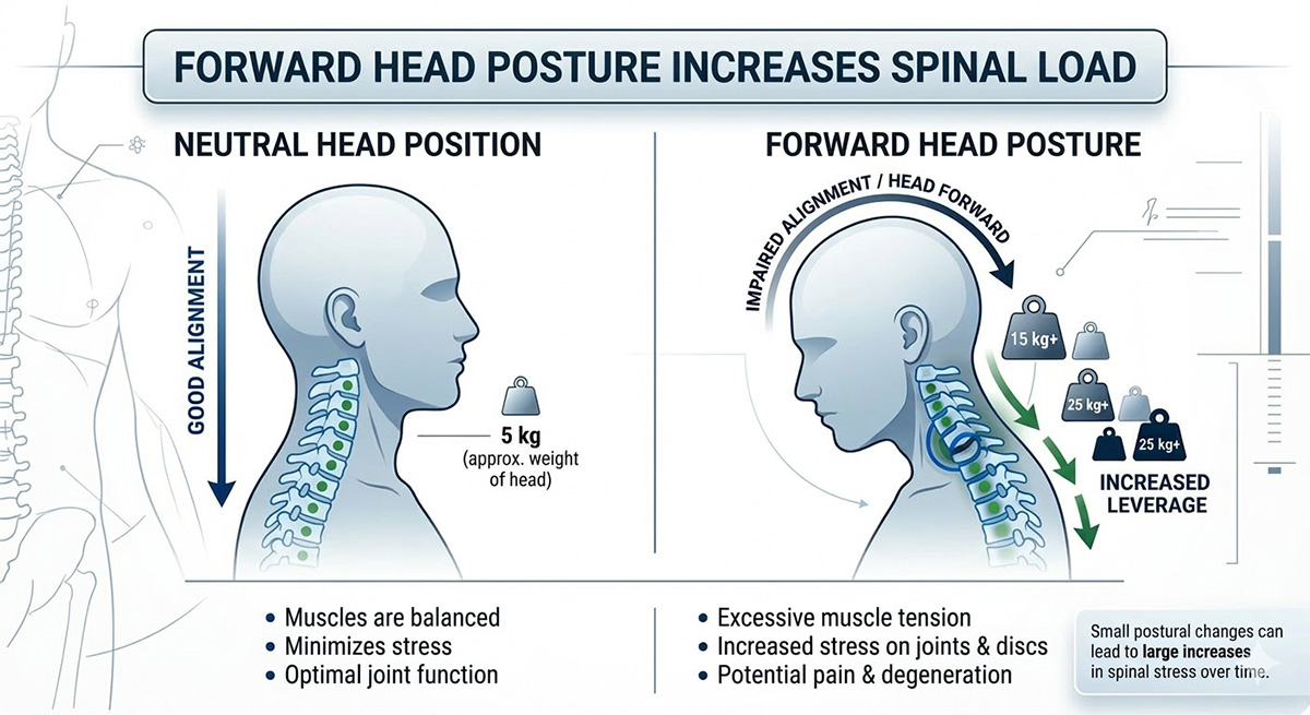Forward Head Posture Increases Spinal Load